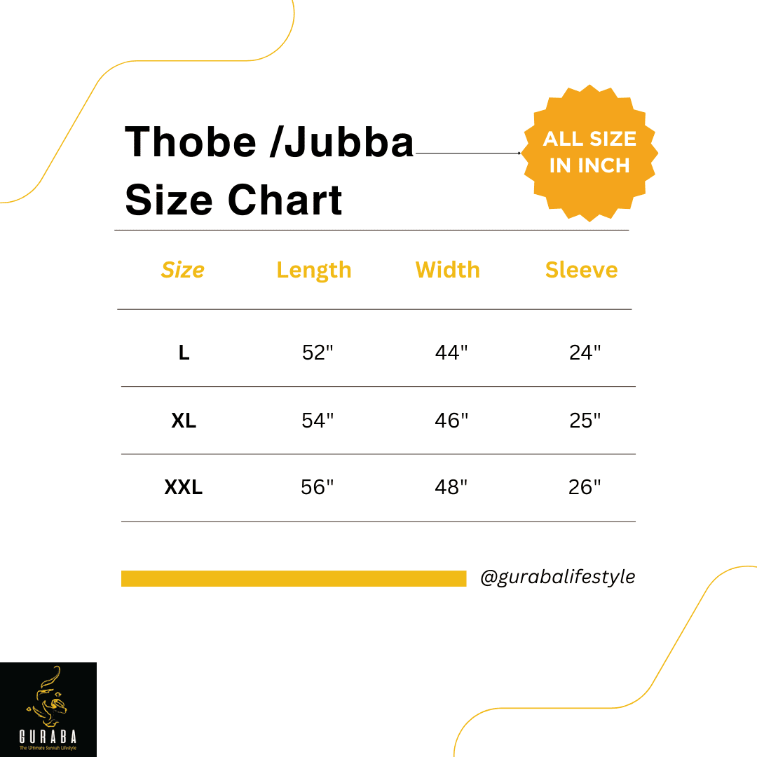 Jubba collection size chart