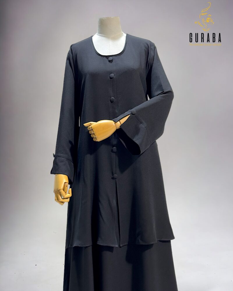 Manha Abaya with Malay Stretch Elite Black