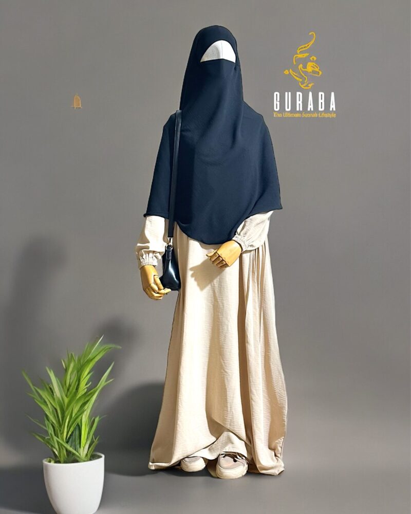 Hudaiya Abaya Set Combination with Deep blue