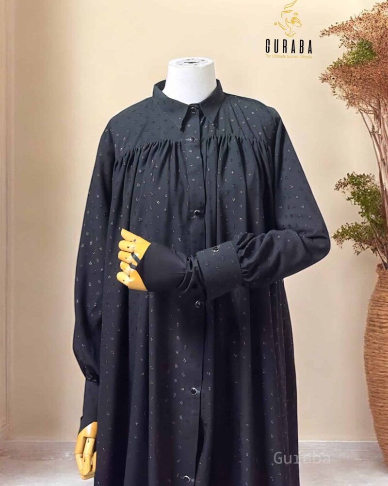 Black Crystal Georgette Shirt Collar Burka 2