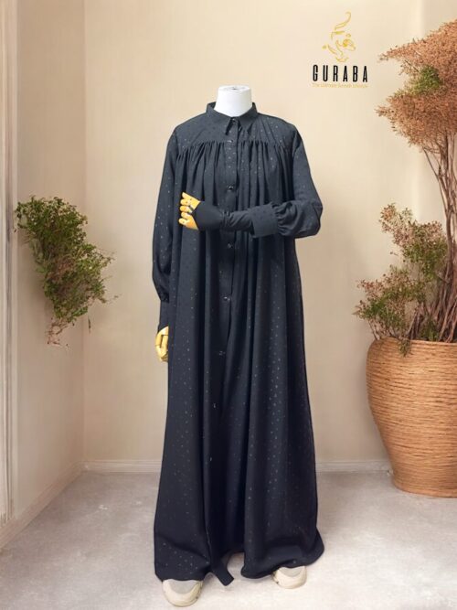 Black Crystal Georgette Shirt Collar Burka