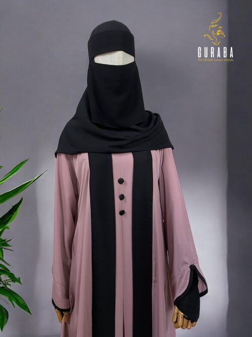 Flamingo Pink Burka With Black Bit 2