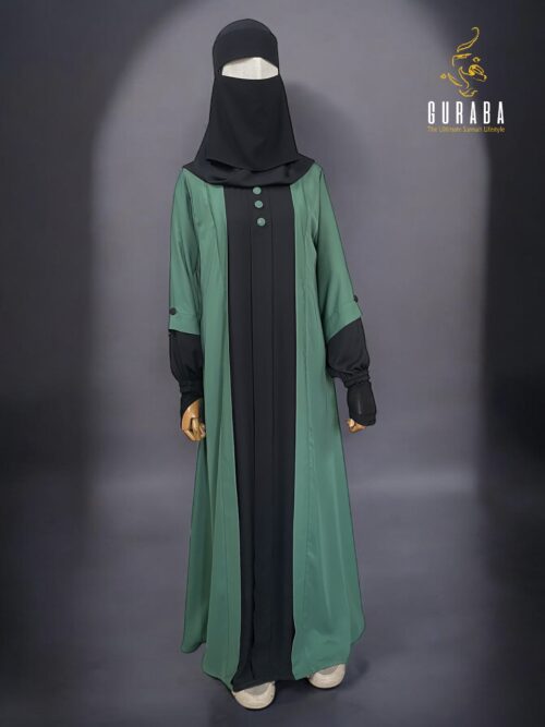 Fern Green and Black Fashionable Burka