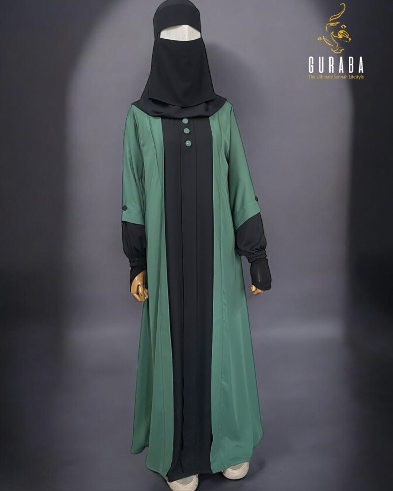 Fern Green and Black Fashionable Burka