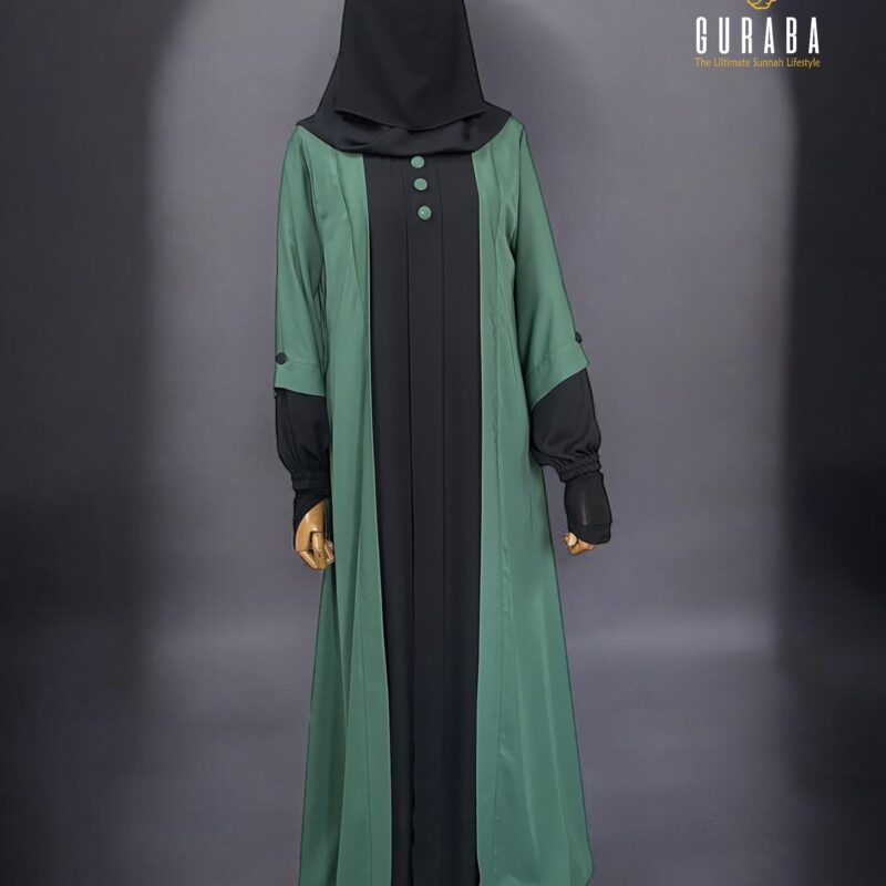 Fern Green and Black Fashionable Burka