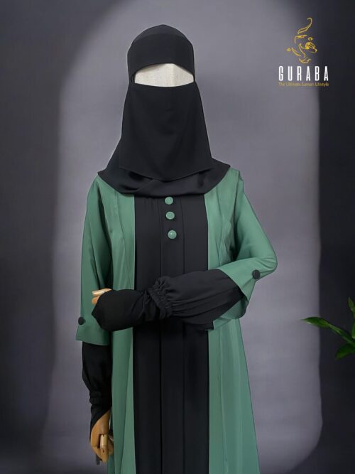 Fern Green and Black Fashionable Burka 2