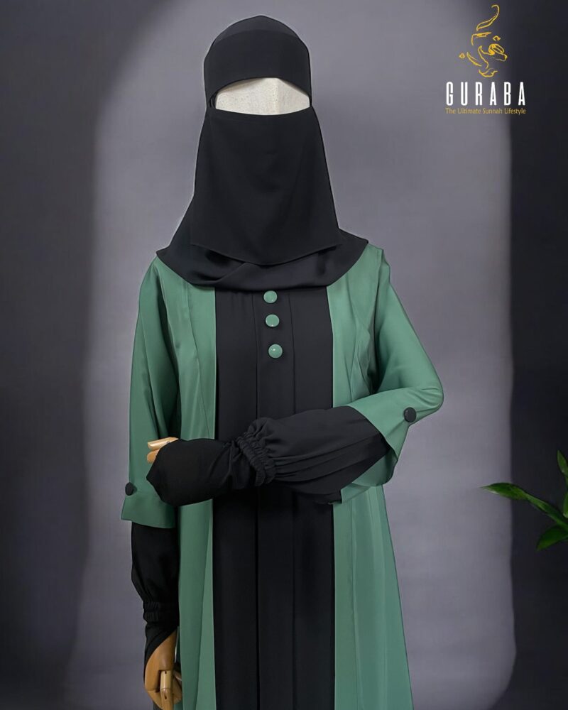 Fern Green and Black Fashionable Burka 2
