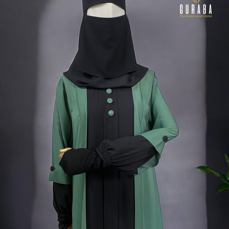 Fern Green and Black Fashionable Burka 2