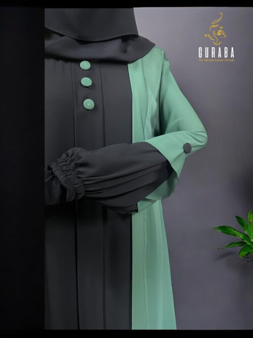 Fern Green and Black Fashionable Burka 3