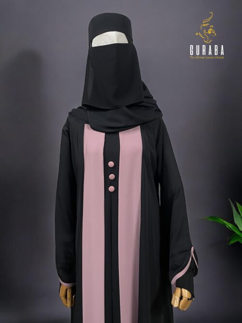 Black burka with Flamingo Pink Bit 2