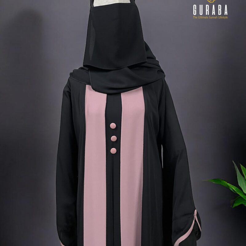 Black burka with Flamingo Pink Bit 2