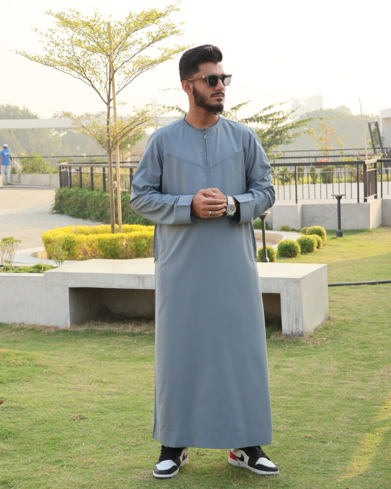 Omani Thobe Signature Series – Stone Blue