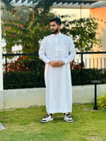 Saudi Thobe Band Collar Signature Series - White