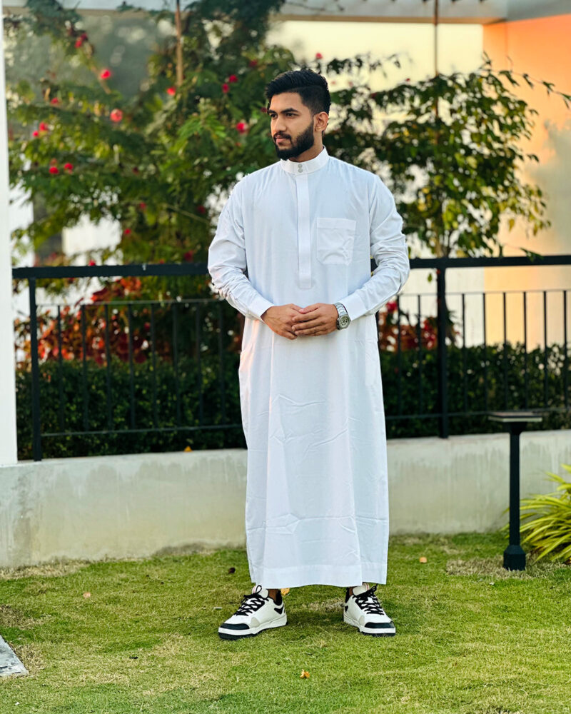 Saudi Thobe Band Collar Signature Series - White