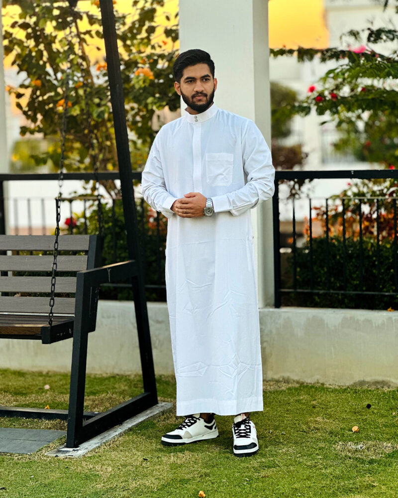 Saudi Thobe Band Collar Signature Series - White