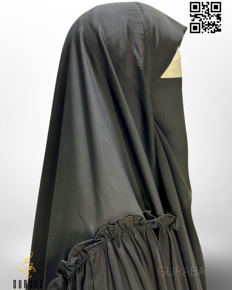 Single Layer Frill Hijab - Black