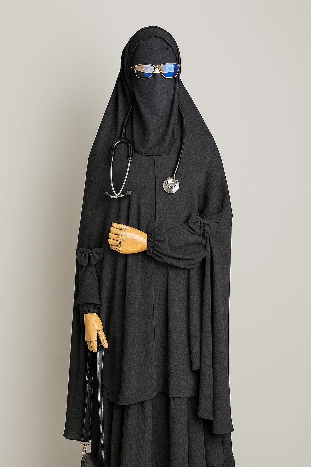 Black 1 doctor hijab extra long black