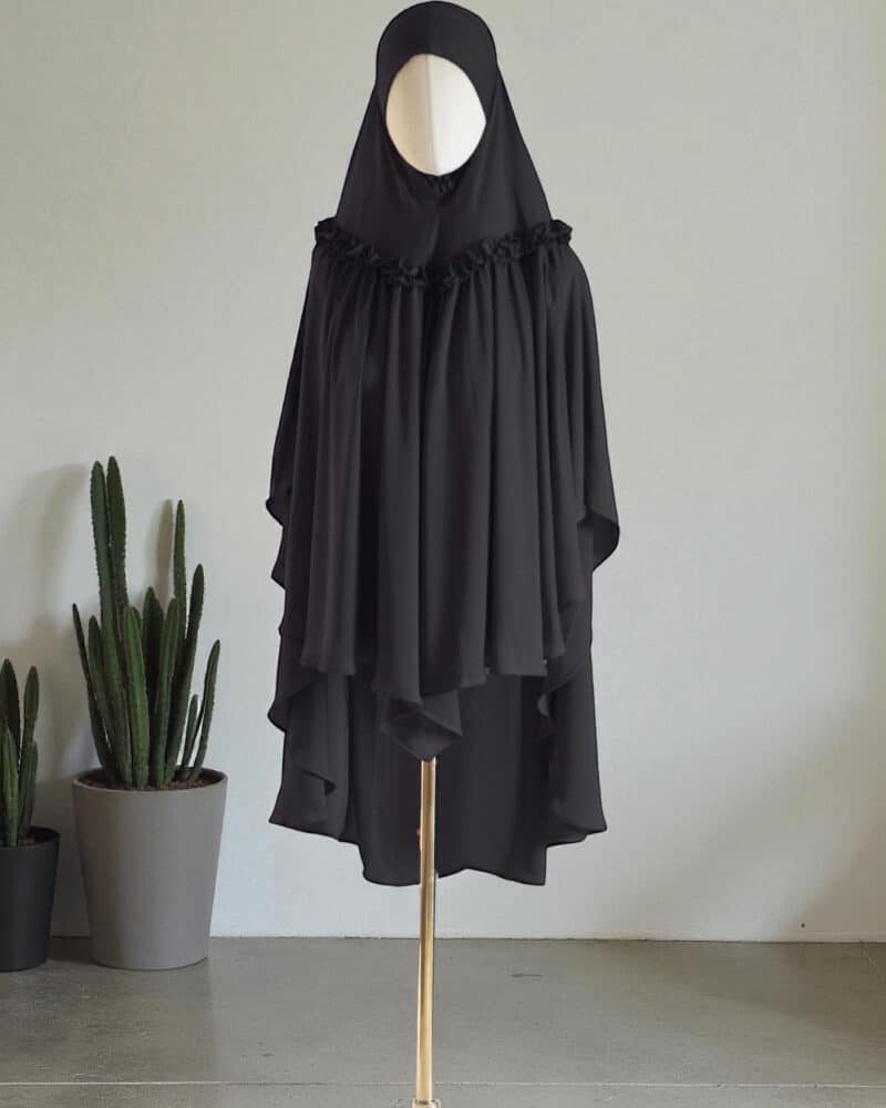 Single Layer Frill Hijab - Black