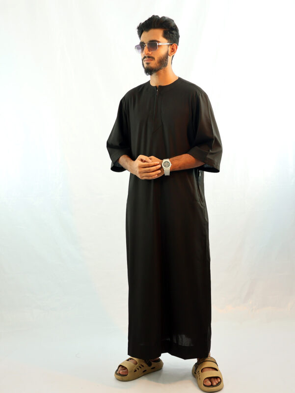 Arabian Half Sleeve Thobe - Black