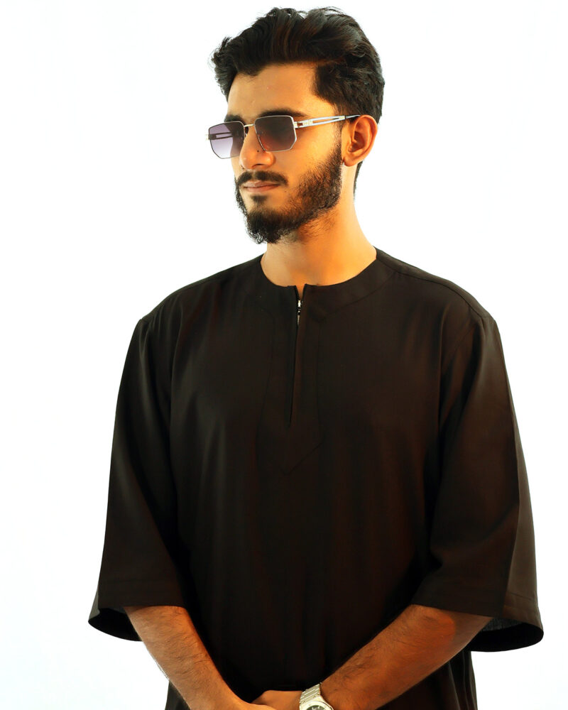 Arabian Half Sleeve Thobe - Black