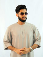 Arabian Half Sleeve Thobe - Light Ash