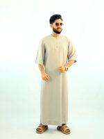 Arabian Half Sleeve Thobe - Light Ash