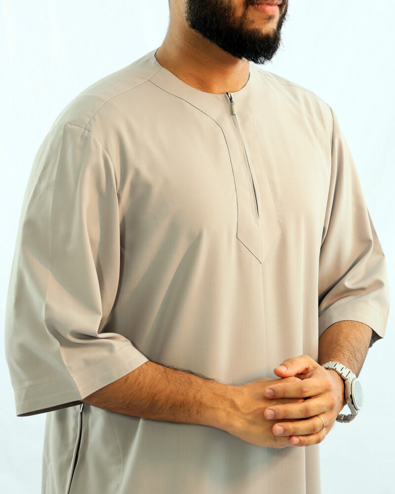 Arabian Half Sleeve Thobe - Light Ash