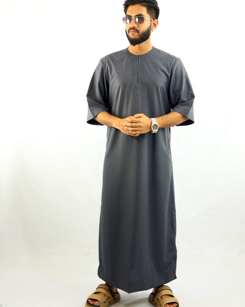 Arabian Half Sleeve Thobe - Steel blue