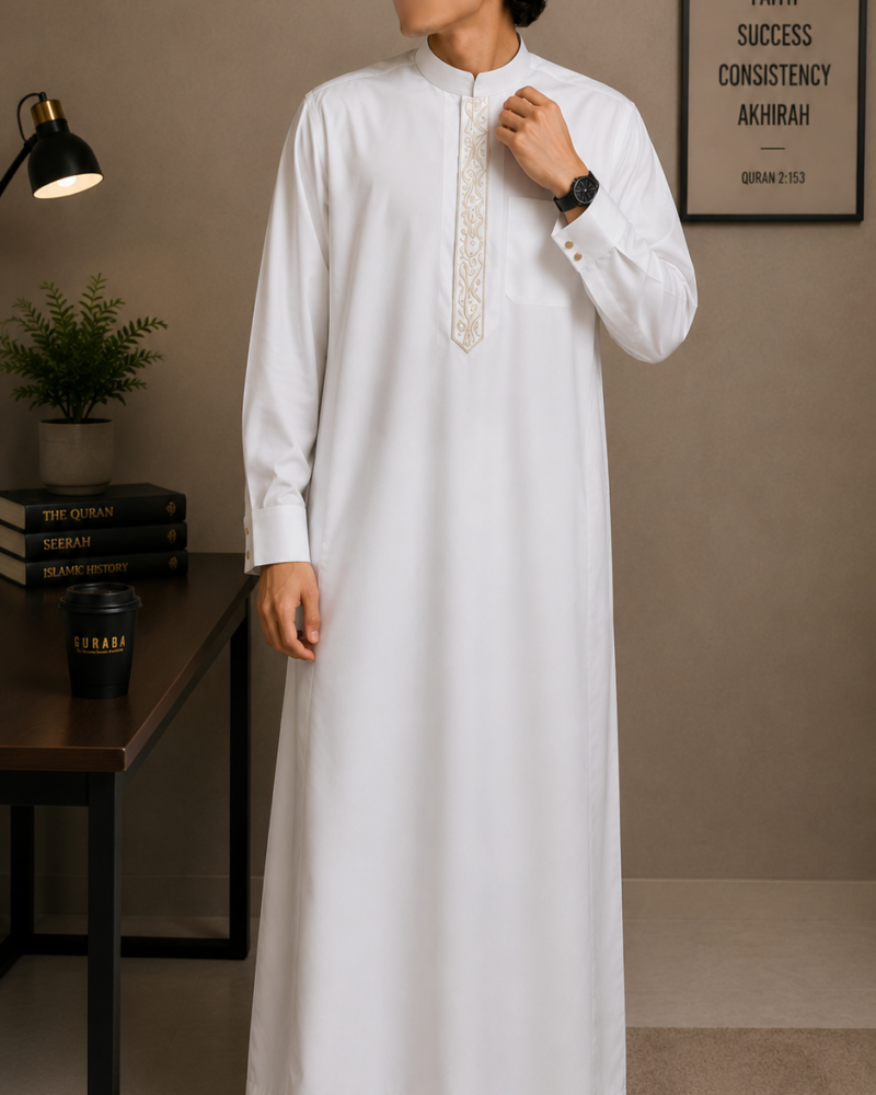 Saudi Calligraphy Embroidery thobe