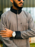 Saudi Thobe Luxury Series - Deep Ash