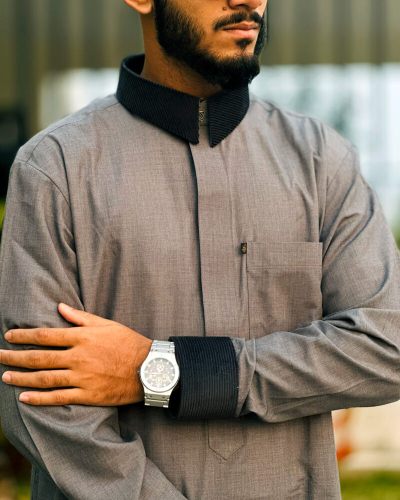 Saudi Thobe Luxury Series - Deep Ash