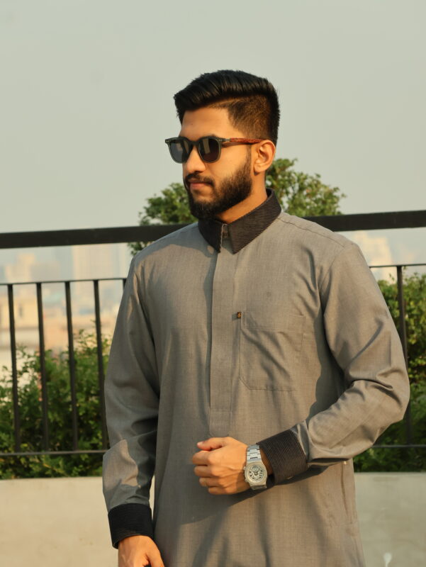 Saudi Thobe Luxury Series - Deep Ash