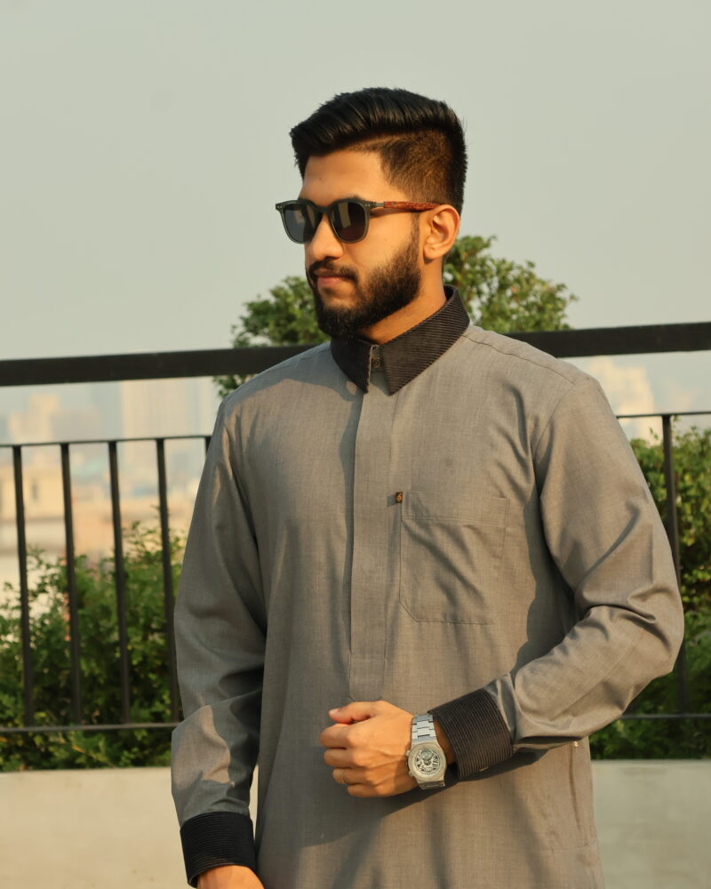 Saudi Thobe Luxury Series - Deep Ash