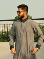Saudi Thobe Luxury Series - Deep Ash
