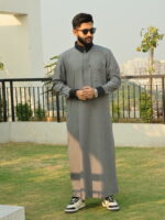 Saudi Thobe Luxury Series - Deep Ash
