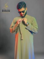 Emirati Thobe Sand Olive with Micro Spandex