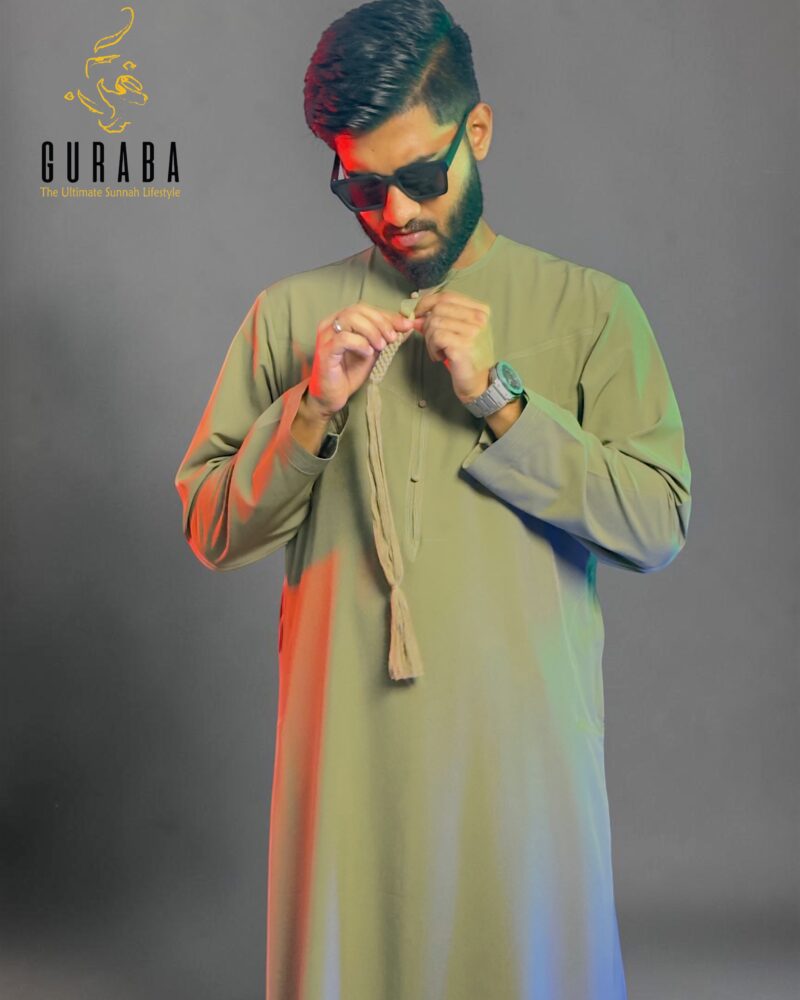 Emirati Thobe Sand Olive with Micro Spandex
