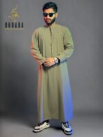 Emirati Thobe Sand Olive with Micro Spandex