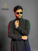 Arabian Thobe Black with Micro Spandex
