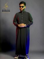 Arabian Thobe Black with Micro Spandex
