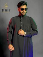 Arabian Thobe Black with Micro Spandex