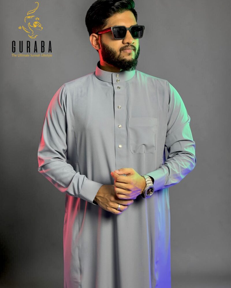 Arabian Thobe Stone Blue with Micro Spandex