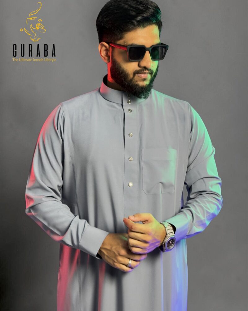 Arabian Thobe Stone Blue with Micro Spandex