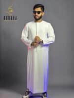 Emirati Thobe White with Micro Spandex