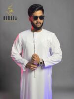 Emirati Thobe White with Micro Spandex