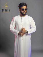 Emirati Thobe White with Micro Spandex