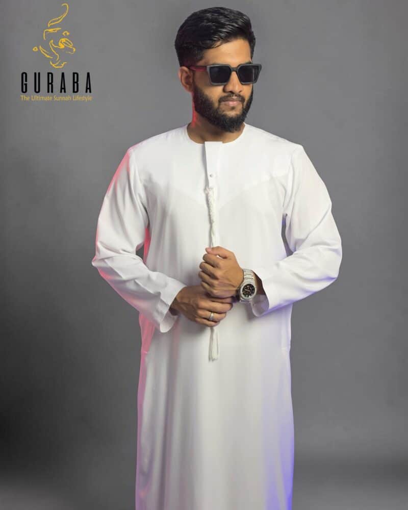 Emirati Thobe White with Micro Spandex