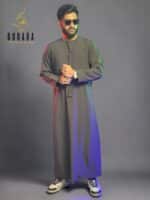 Emirati Thobe Deep Olive with Micro Spandex