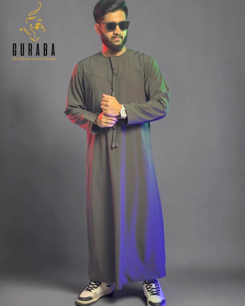 Emirati Thobe Deep Olive with Micro Spandex