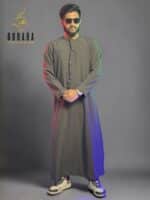 Emirati Thobe Deep Olive with Micro Spandex
